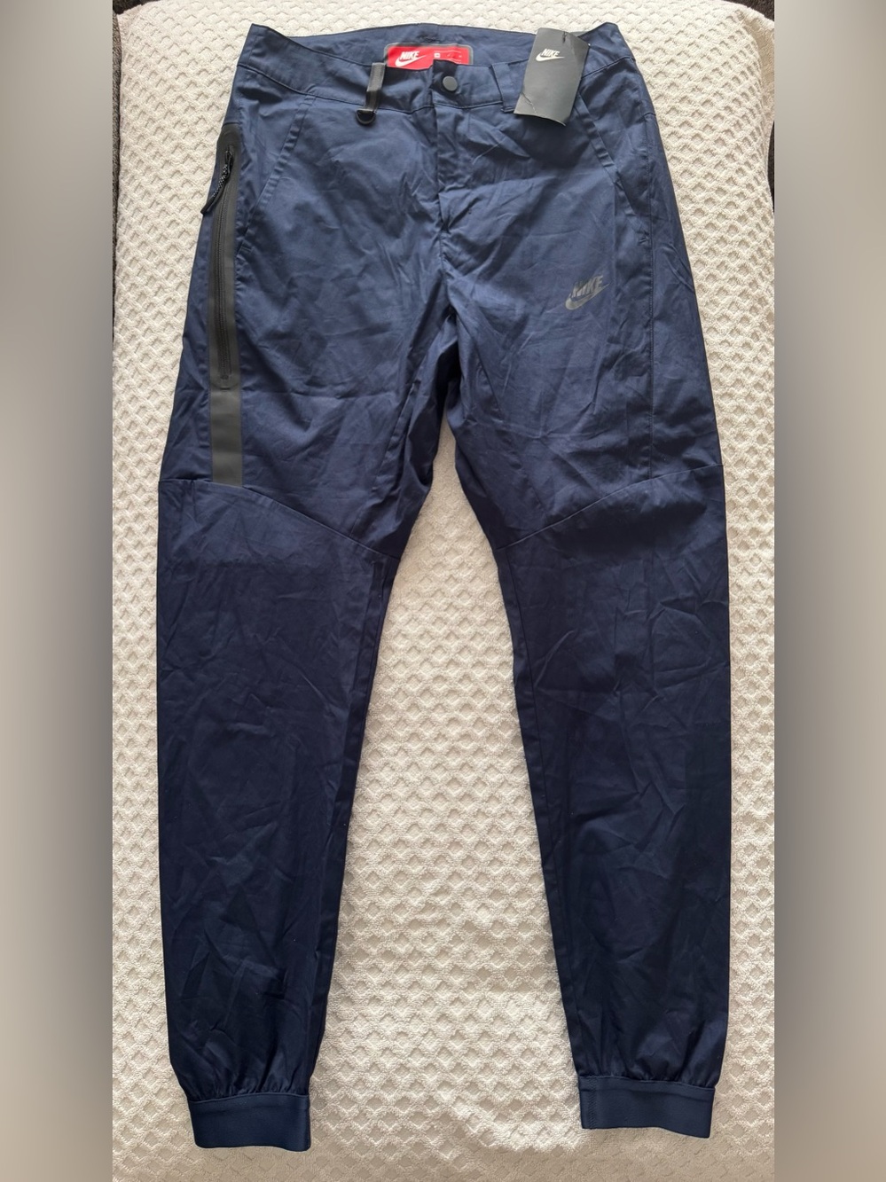 Nike Tech Bonded Woven Pant Slim Fit Joggers Navy Blue Mens 30 Medium 823363-451